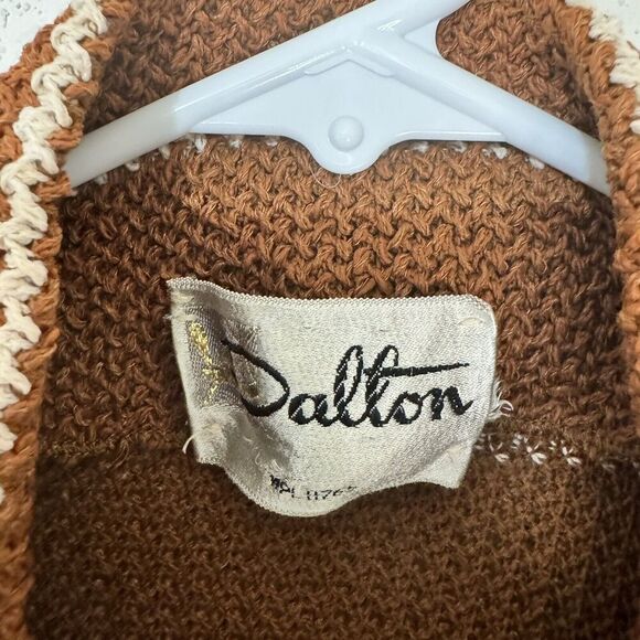 Dalton Knit Sweater 1950 Women Brown Striped 3 Button Sz 10 Short Sleeve Vintage - Picture 3 of 9